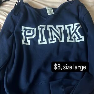 PINK Victoria's Secret Navy Off-the-Shoulder Sweater